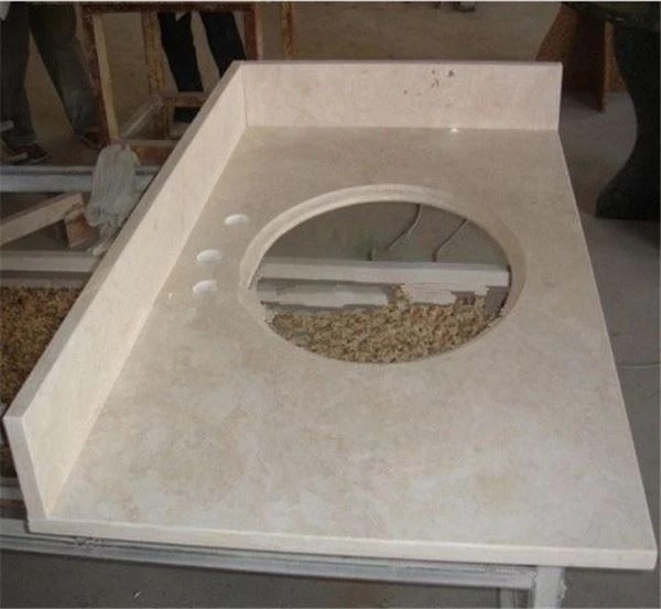 crema marfil marble vanity top for hotel