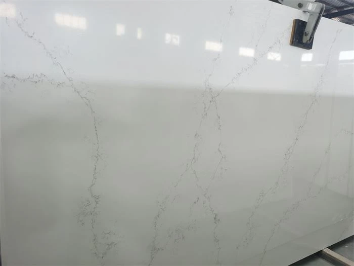 white quartz solid surface island
