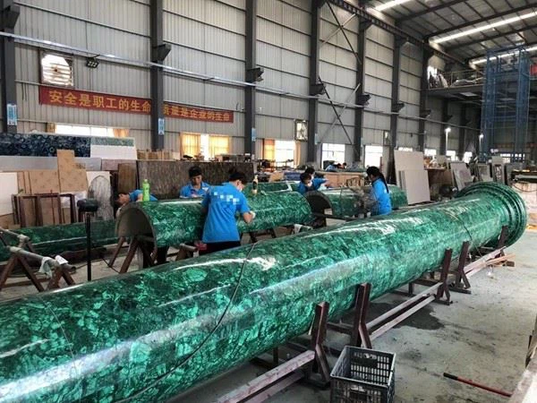 Green Malachite Semiprecious Stone Column