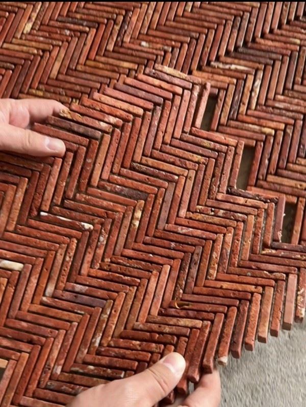 Herringbone Pattern Travertine Mosaic Tile