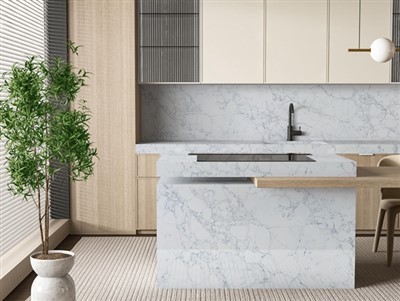 Biały posągowy blat kwarcowy