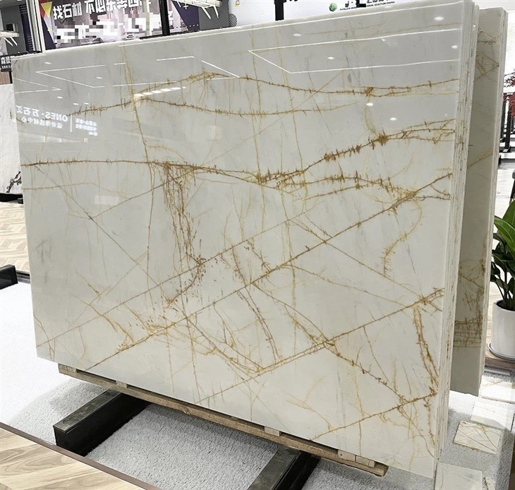 White Marble Gold Vein slabs