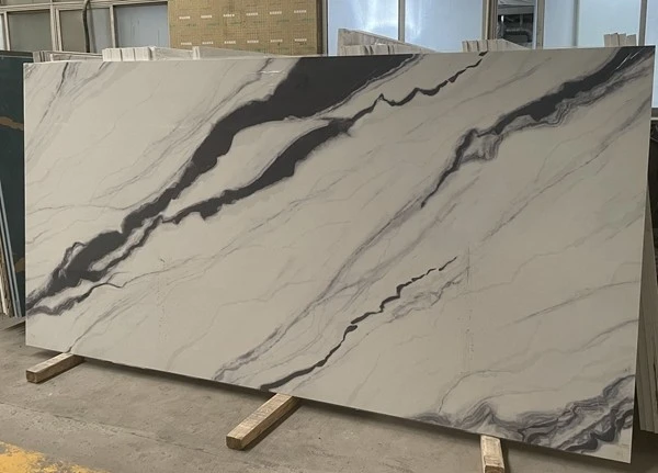 white panda quartz slab